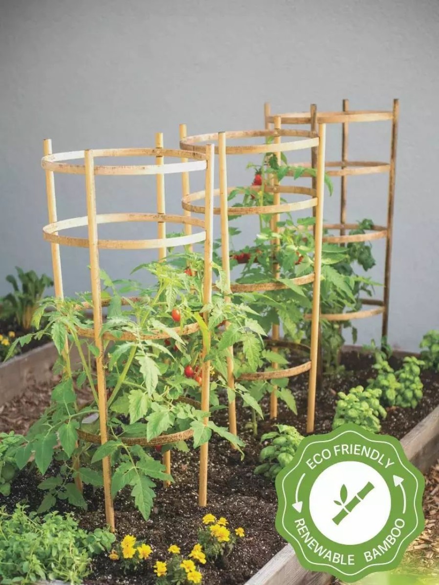 Plant Supports * | Gsc Bamboo Tomato Cages, Set Of 3