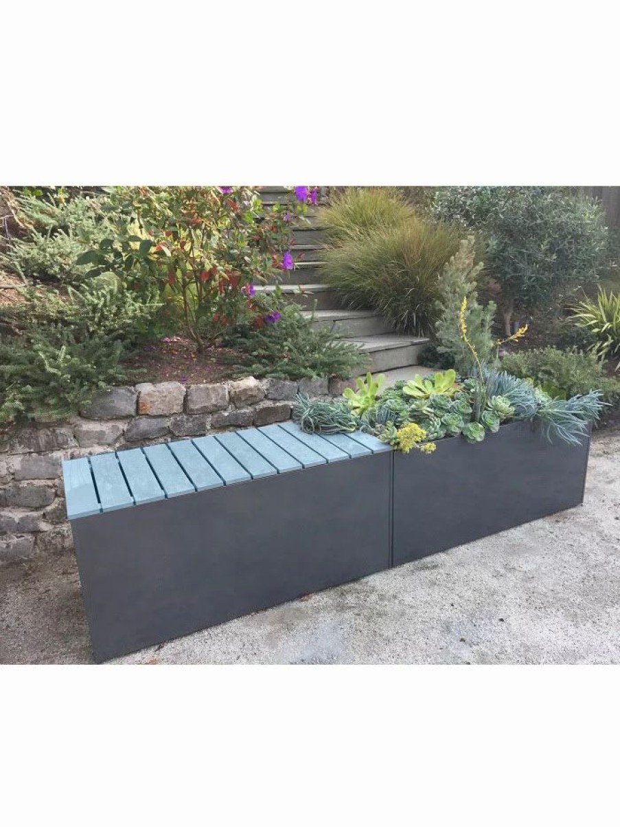 Planters & Raised Beds * | Gsc Nice Aluminum Trough Planters With Bench Top, 16 High