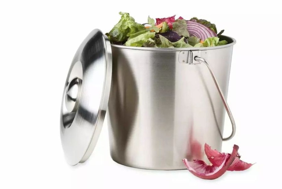 Home & Kitchen * | Gsc Brushed Stainless Steel Compost Pail