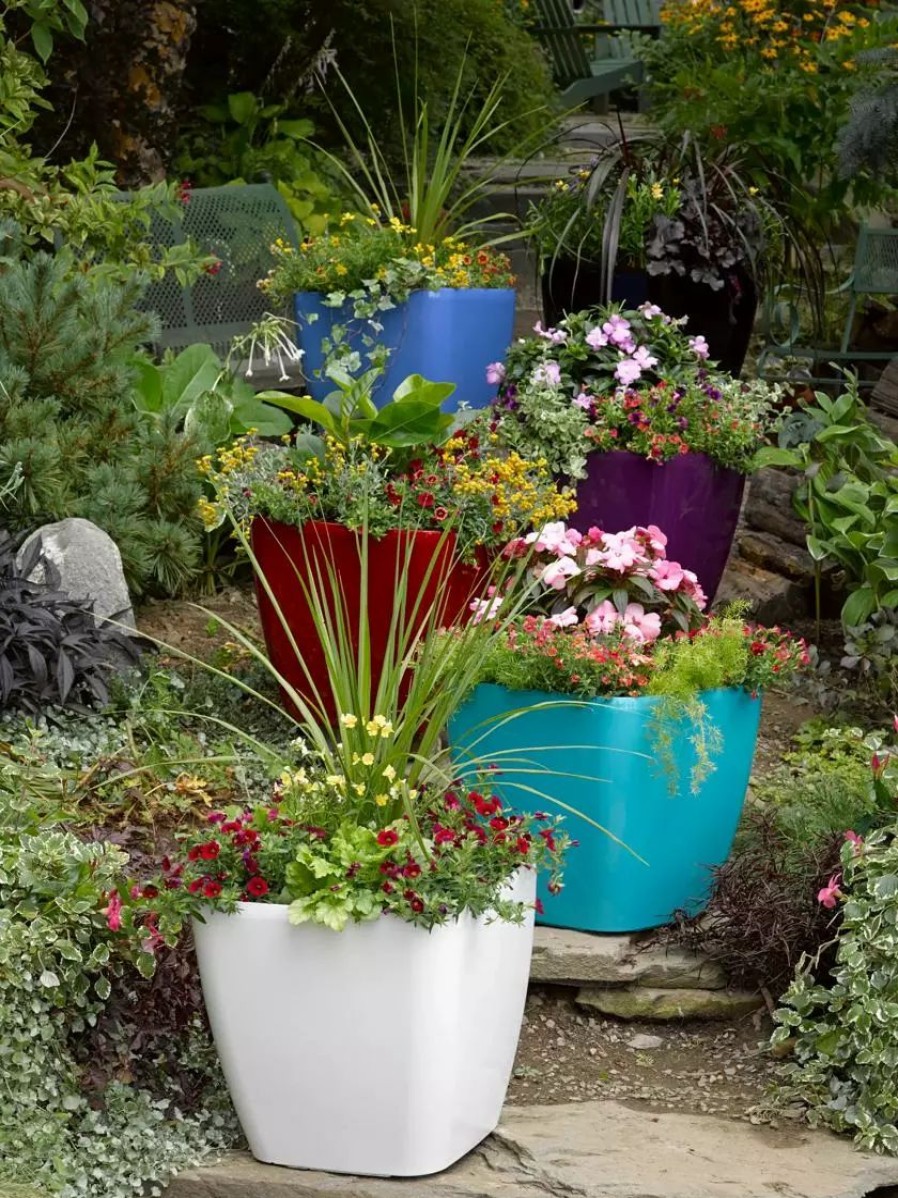 Planters & Raised Beds * | Gsc Viva Square Self-Watering Rolling Planter, 17.5 Diameter