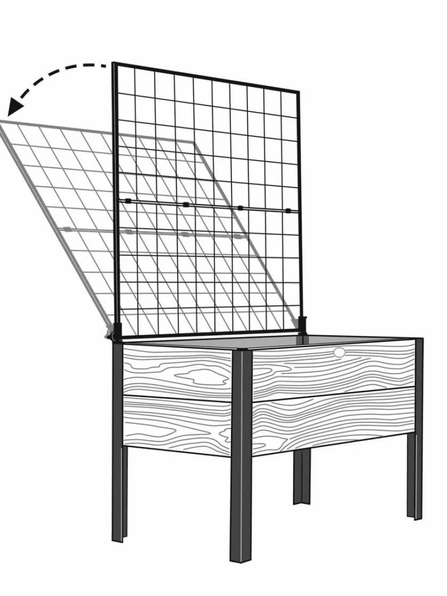 Planters & Raised Beds * | Gsc Elevated Planter Box And Space-Maker Pivoting Trellis Set, 2 X 4