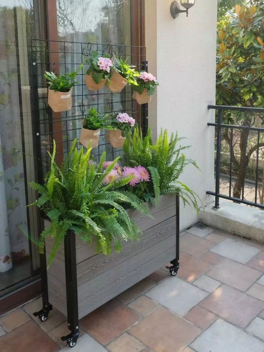 Planters & Raised Beds * | Gsc Mobile Deep Trough Planter With Trellis