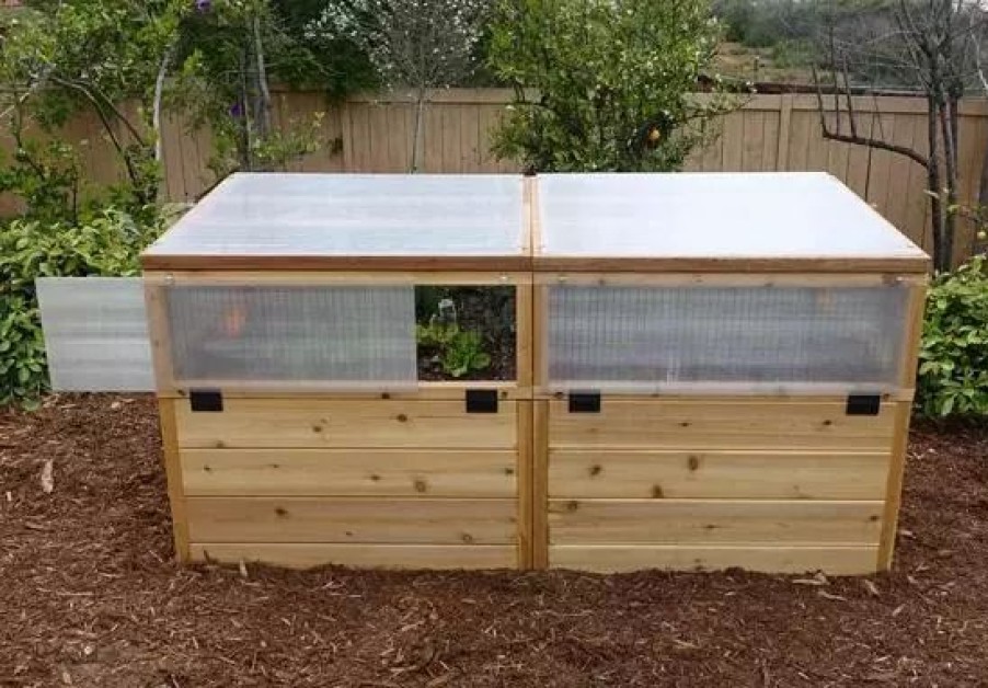 Planters & Raised Beds * | Gsc Garden In A Box Cedar Raised Bed With Greenhouse, 3 X 6