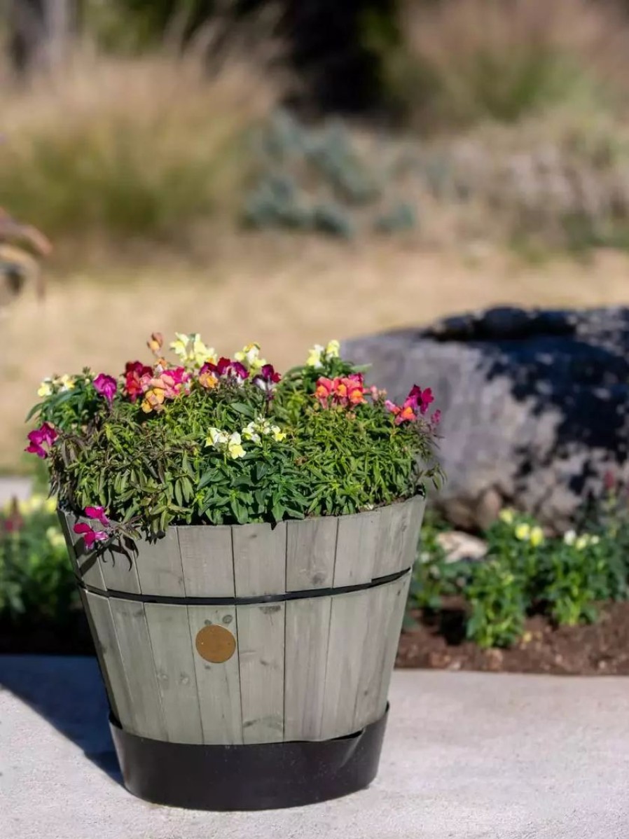 Planters & Raised Beds * | Gsc Vegtrug Build-A-Barrel Wooden Planter With Self-Watering Reservoir Tray, 18