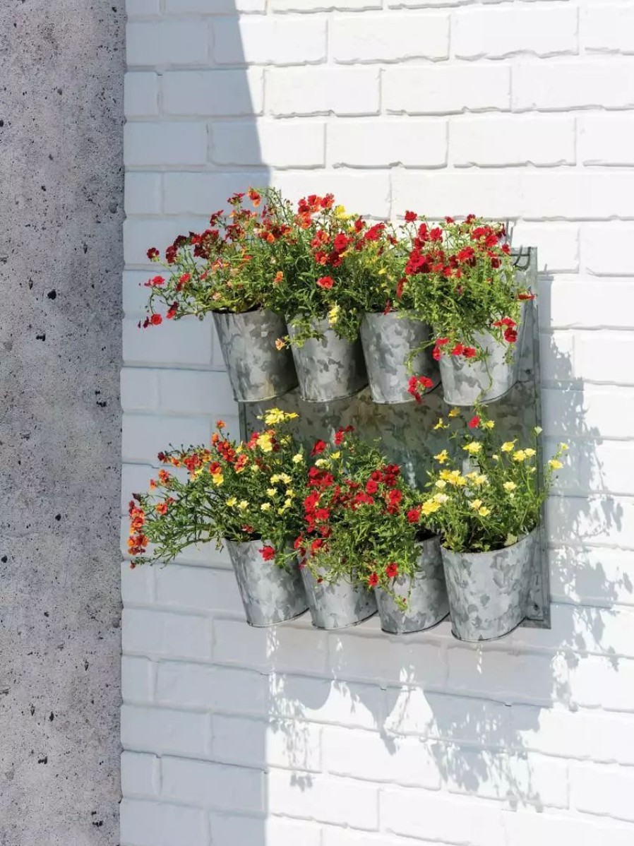 Planters & Raised Beds * | Gsc 8 Pot Metal Wall Planter