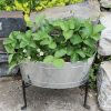 Planters & Raised Beds * | Gsc Achla Designs Mini Oval Galvanized Tub With Folding Stand