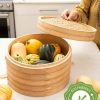 Home & Kitchen * | Gsc Stackable Bamboo Harvest Storage Basket With Lid