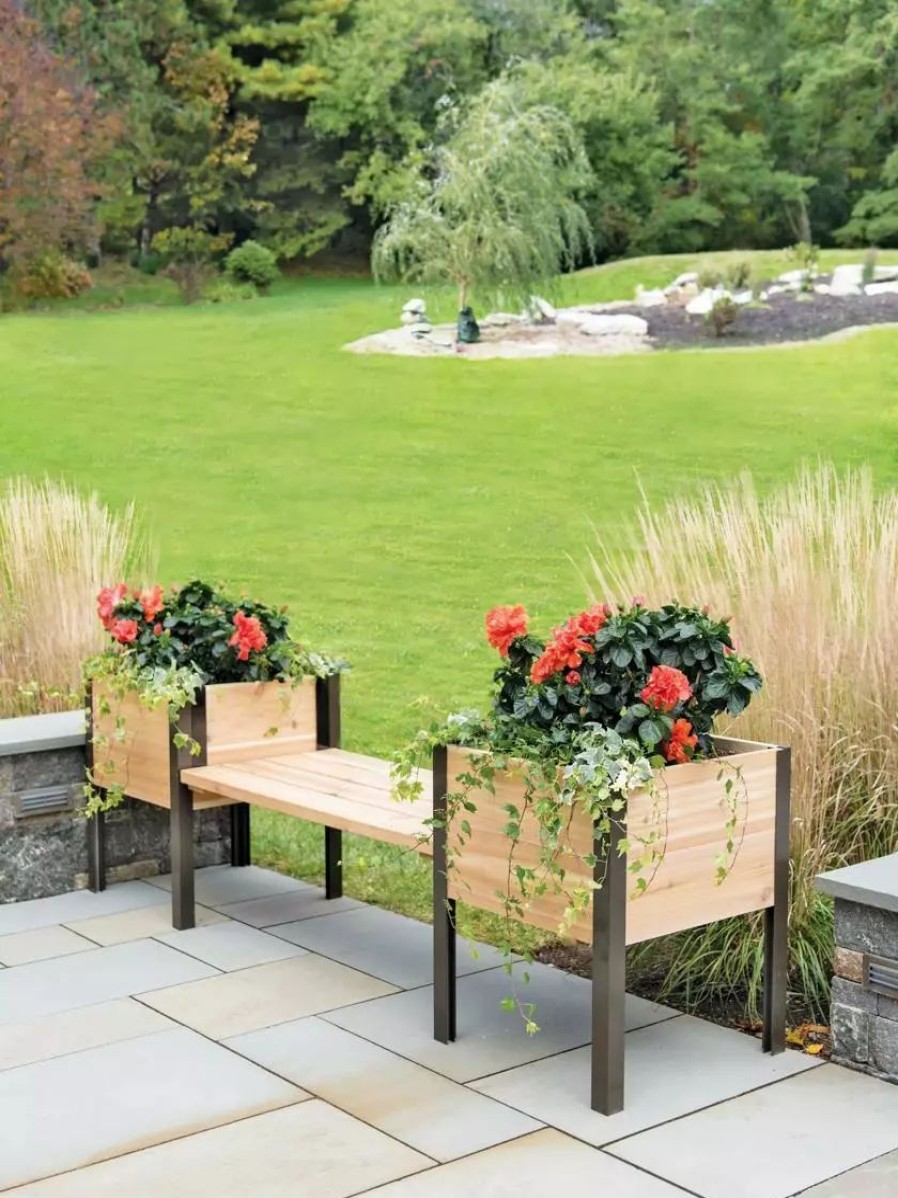 Planters & Raised Beds * | Gsc Elevated Cedar Planter Bench Kit, Natural, 90