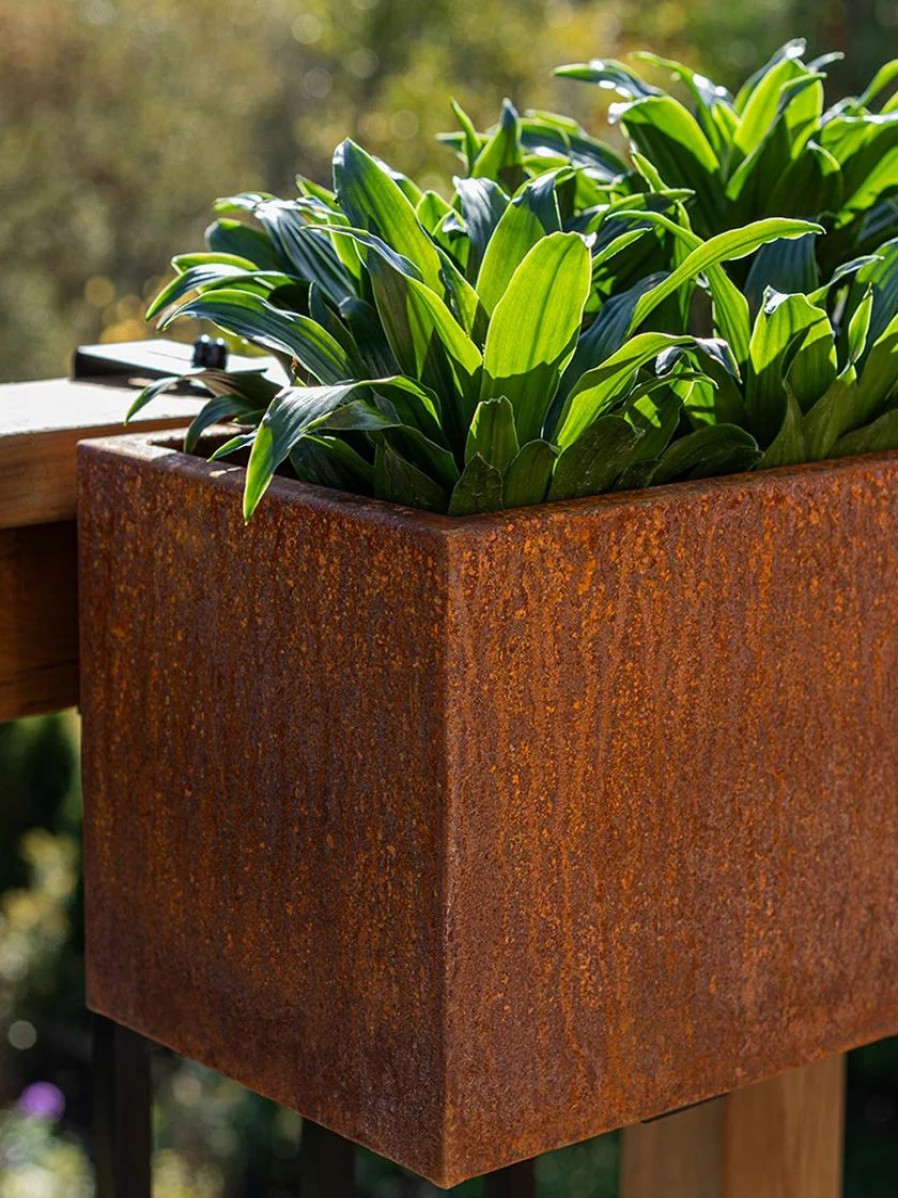 Planters & Raised Beds * | Gsc Veradek Metallic Series Corten Steel Railing Planters