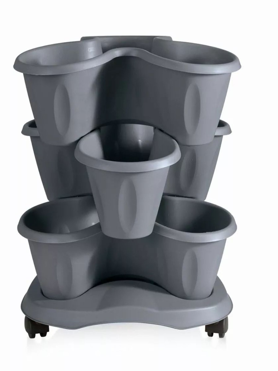 Planters & Raised Beds * | Gsc Trifoglio 3-Tier Planter On Wheels