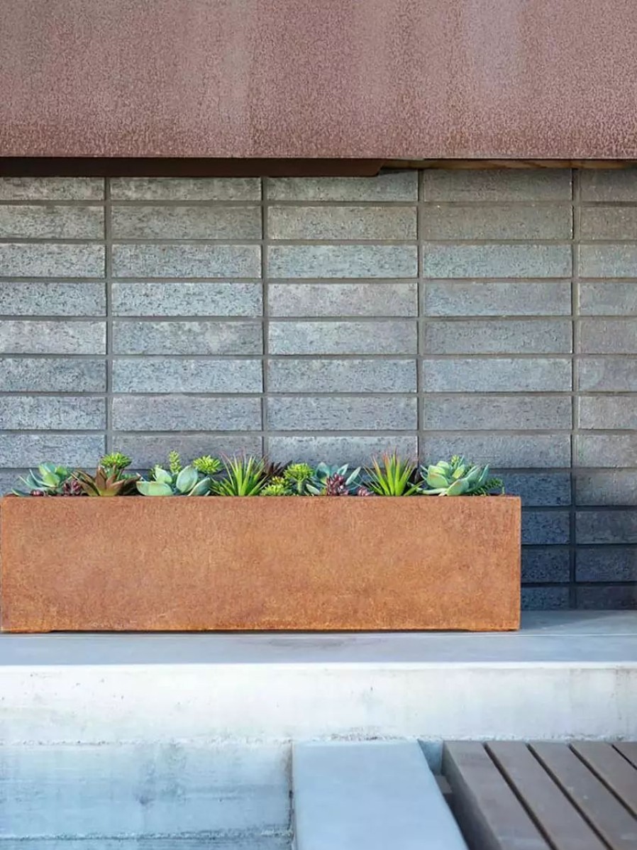 Planters & Raised Beds * | Gsc Veradek Metallic Series Corten Steel Window Box Planter, 36