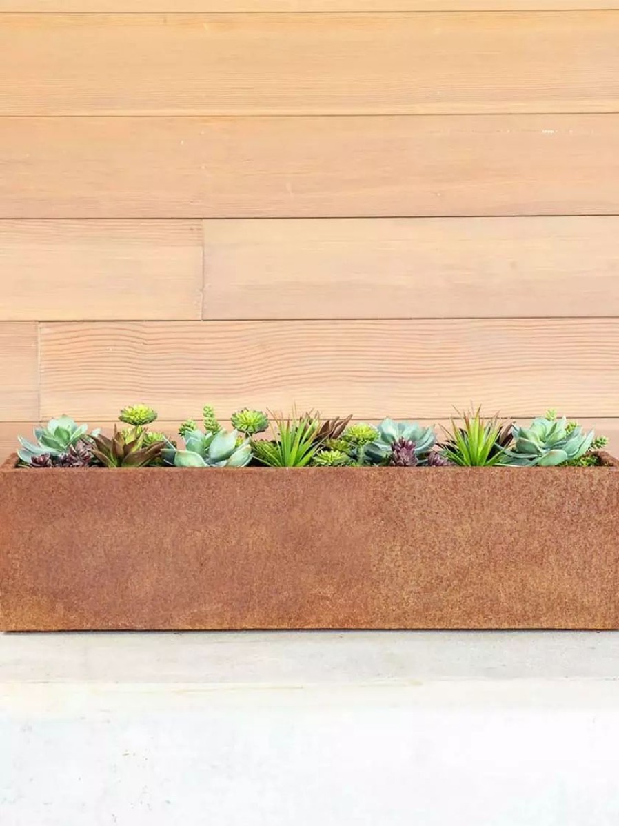 Planters & Raised Beds * | Gsc Veradek Metallic Series Corten Steel Window Box Planter, 36