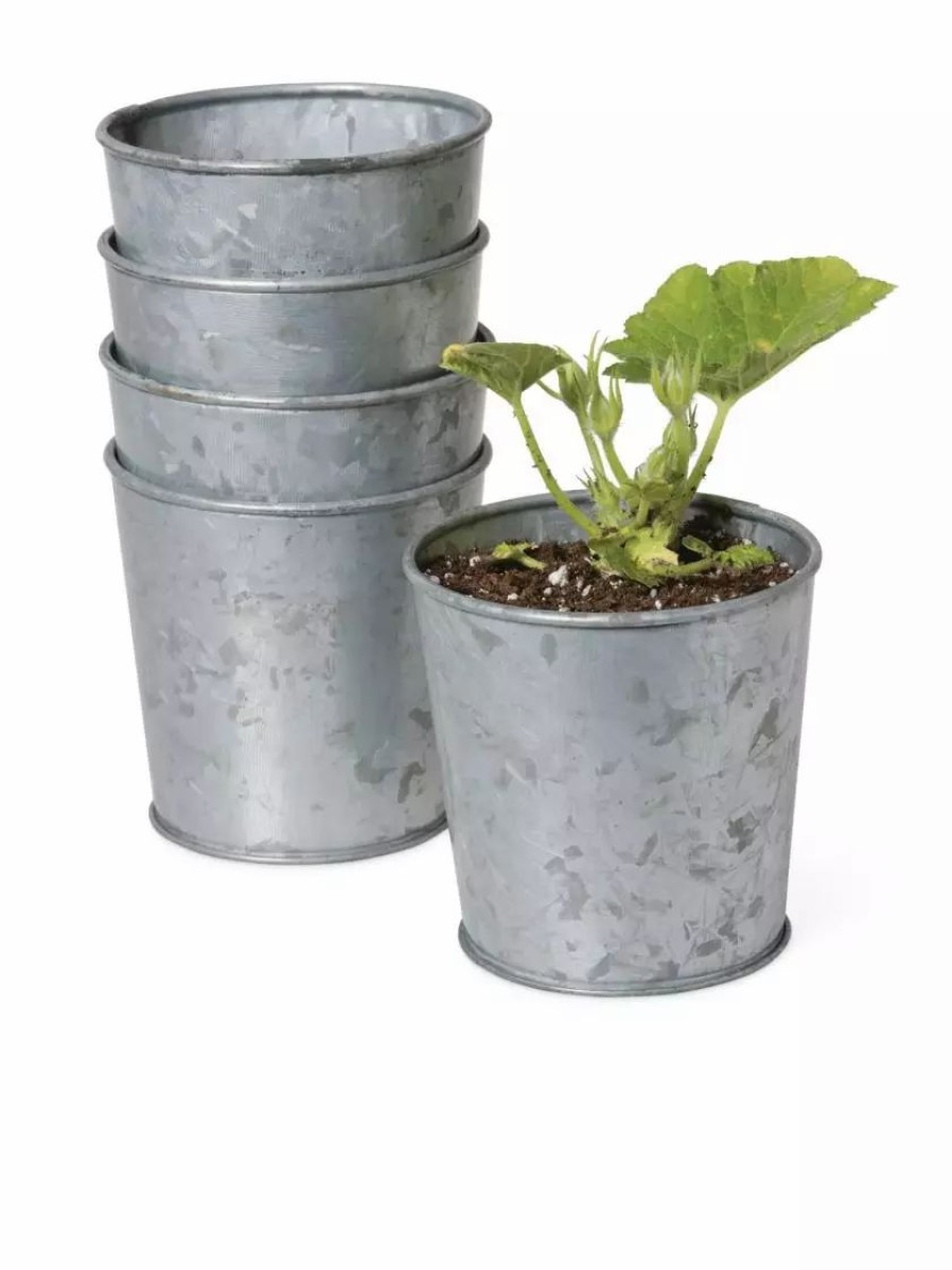 Planters & Raised Beds * | Gsc Galvanized Planting Cups, Set Of 5