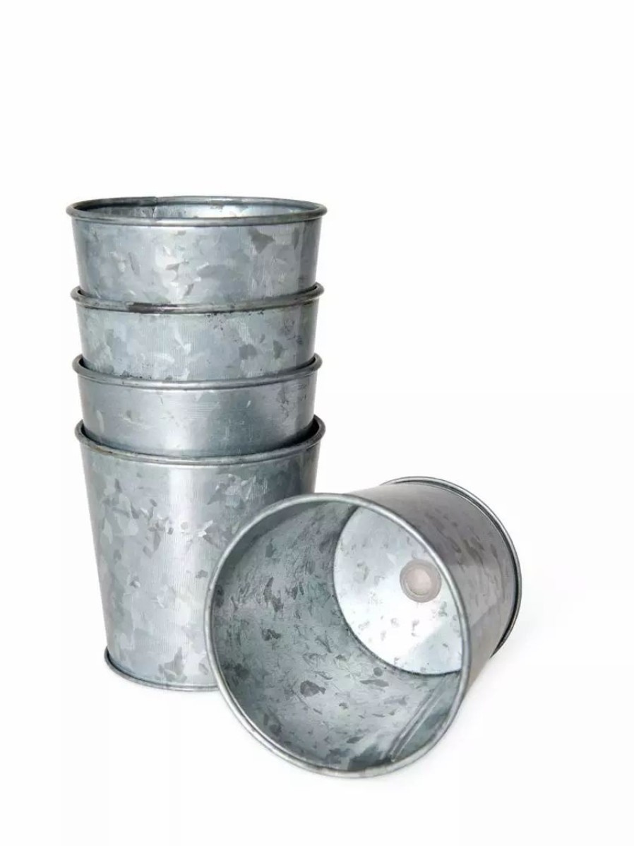 Planters & Raised Beds * | Gsc Galvanized Planting Cups, Set Of 5