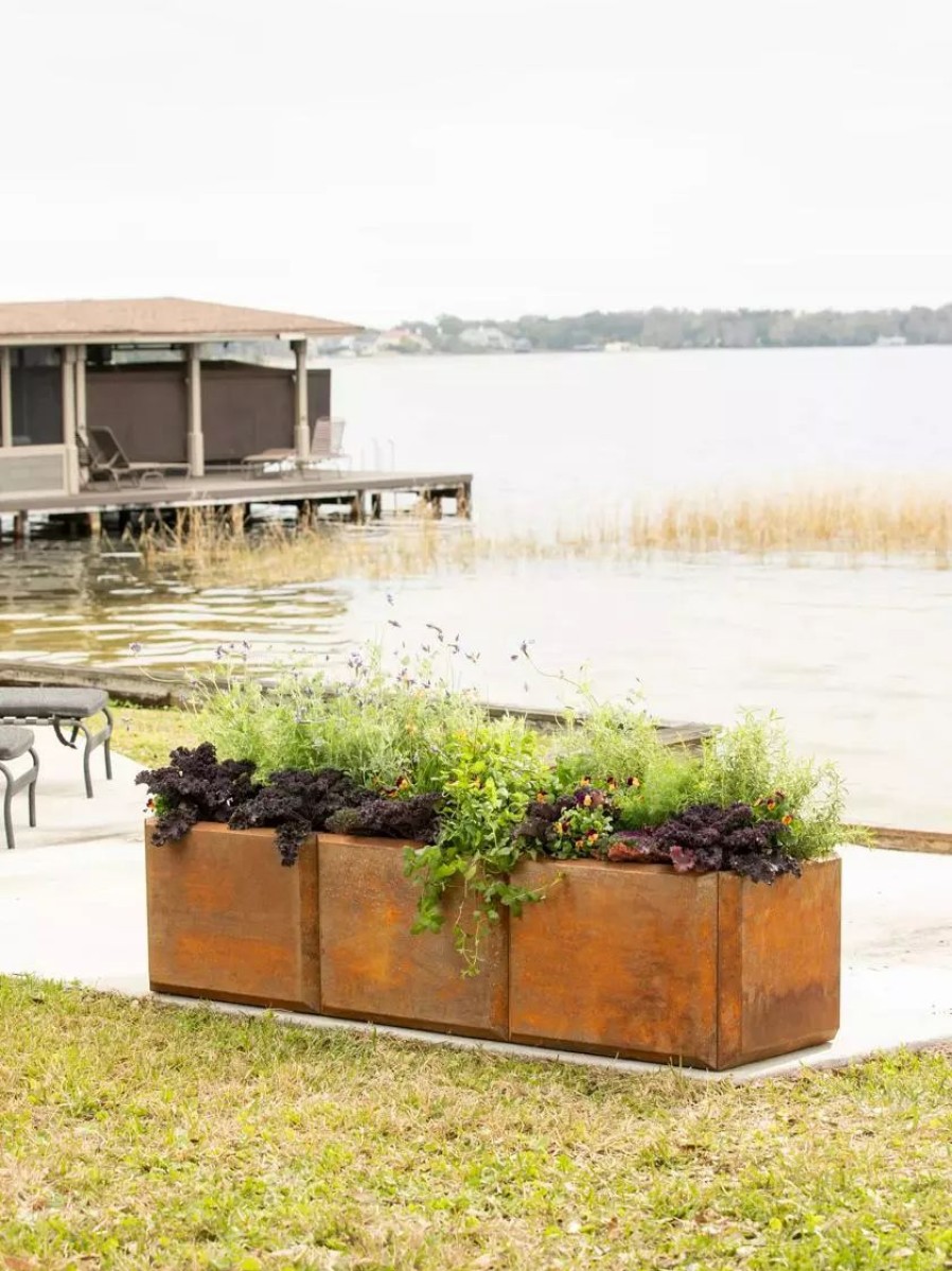 Planters & Raised Beds * | Gsc Corten Steel Modular Raised Bed, 2'X6