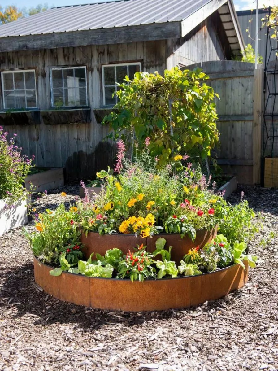 Planters & Raised Beds * | Gsc Birdies Corten Steel Round Raised Bed, Large, Low