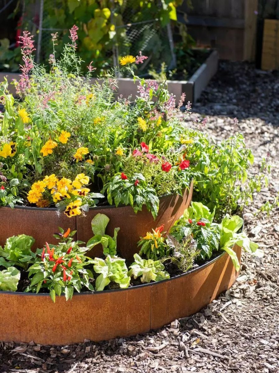 Planters & Raised Beds * | Gsc Birdies Corten Steel Round Raised Bed, Large, Low