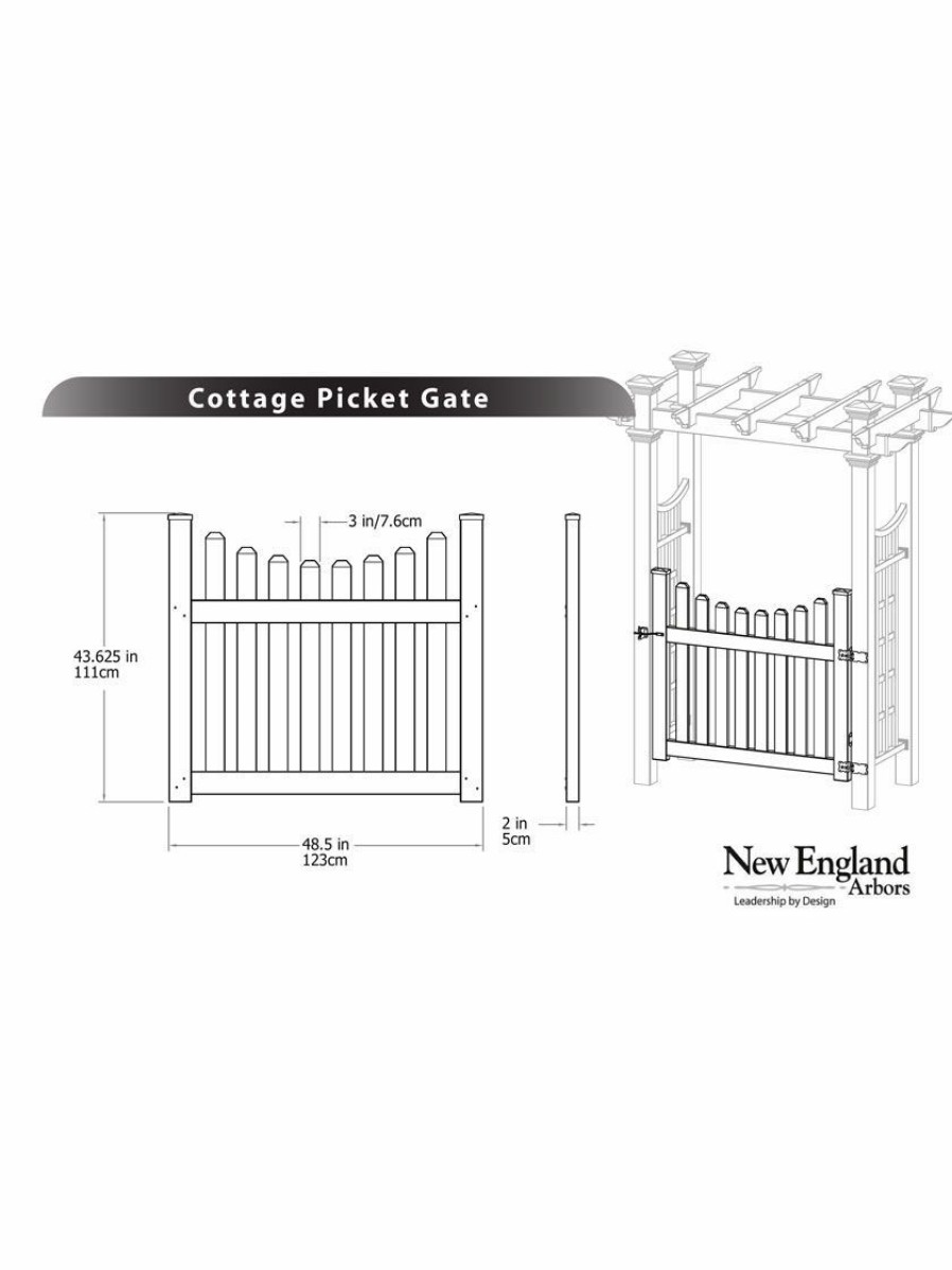 Landscaping Tools & Supplies * | Gsc Cottage Vinyl Picket Gate