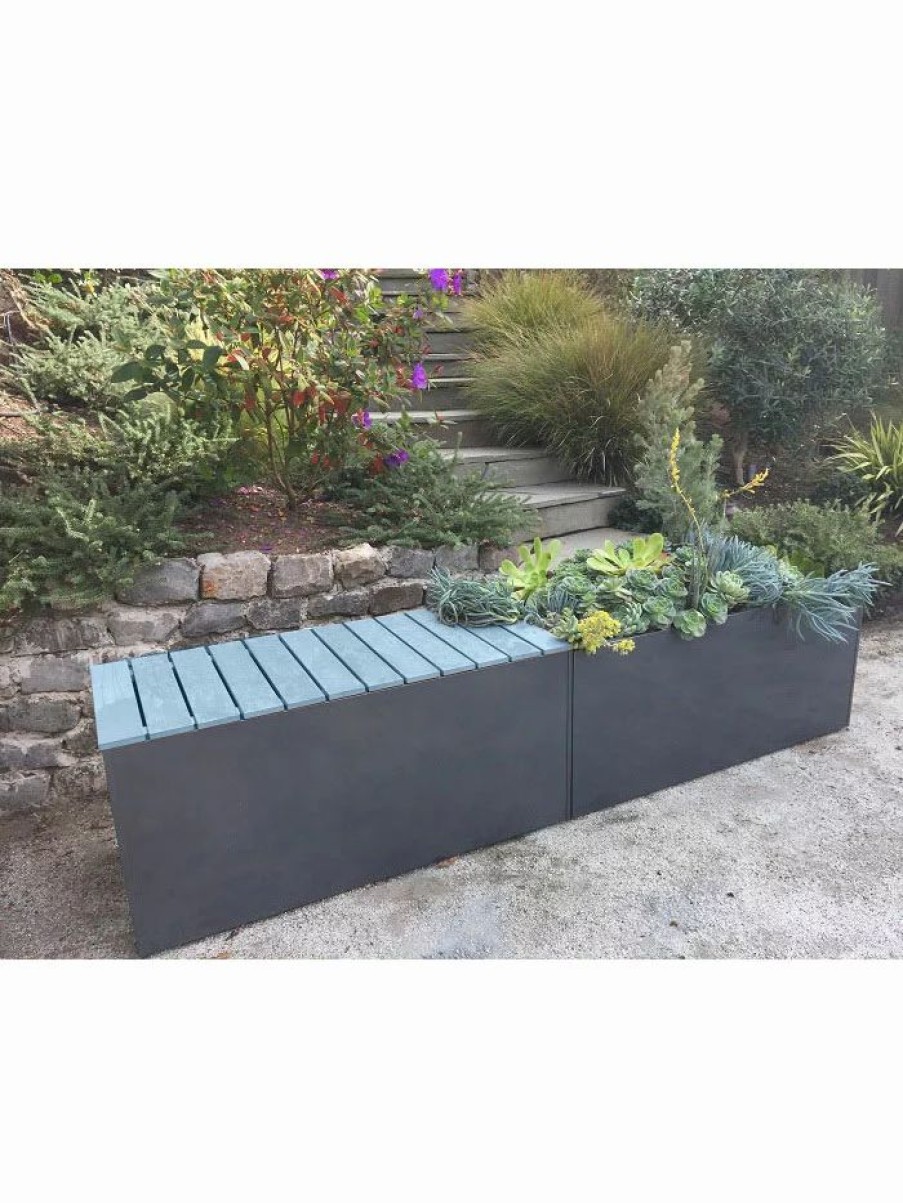 Planters & Raised Beds * | Gsc Nice Aluminum Trough Planters With Bench Top, 20 X46 X40 High