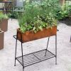 Planters & Raised Beds * | Gsc Rectangular Corten Planter And Stand