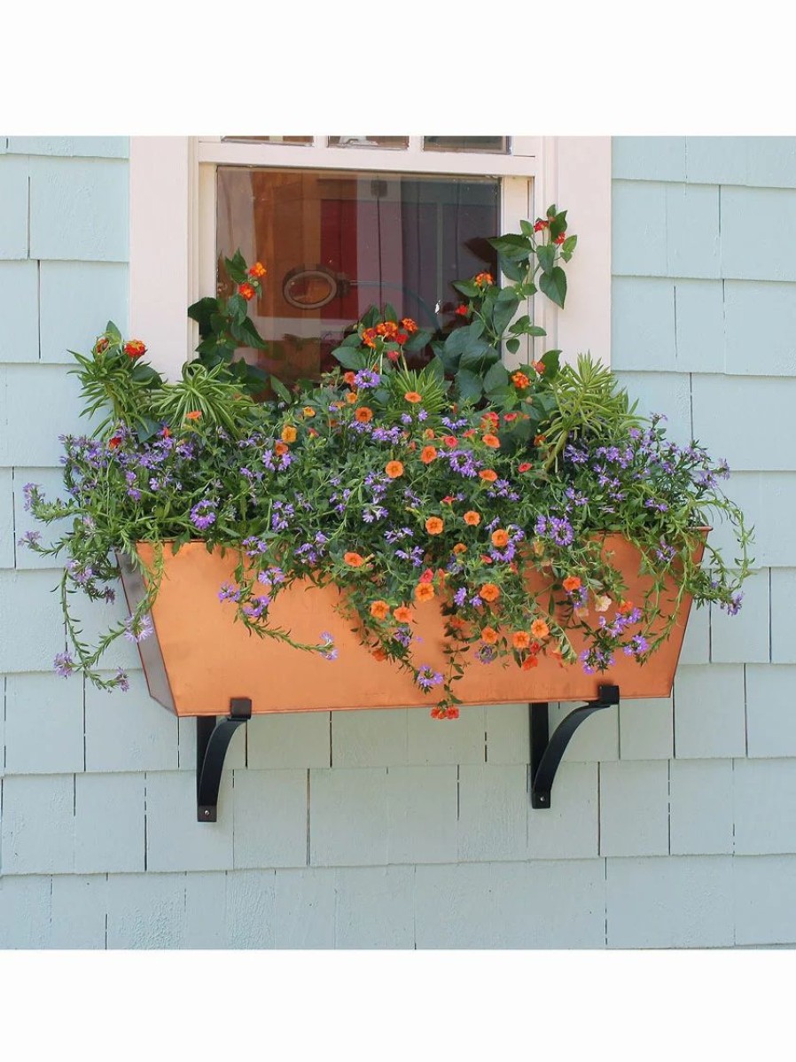 Planters & Raised Beds * | Gsc Achla Designs Plain Copper Plated Flower Box, Large