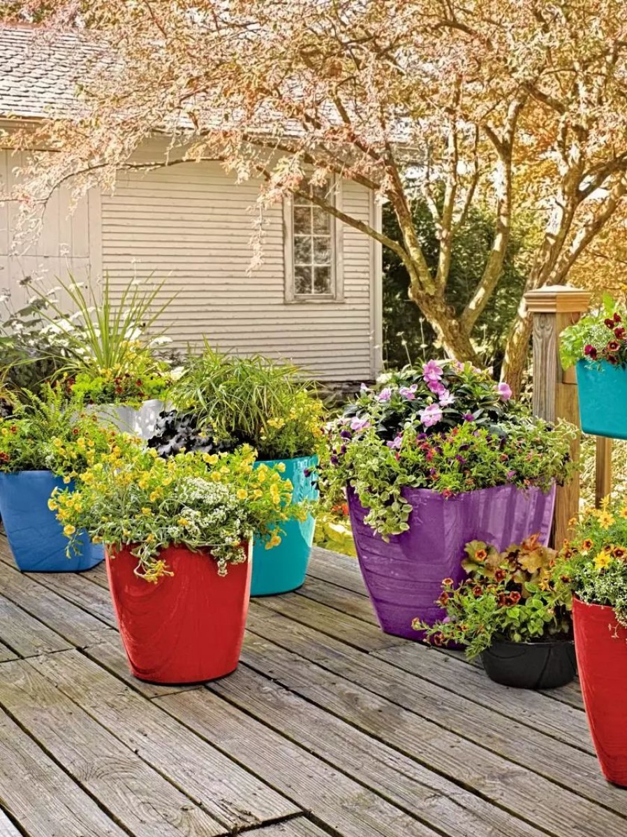 Planters & Raised Beds * | Gsc Viva Round Self-Watering Rolling Planter, 14 Diameter