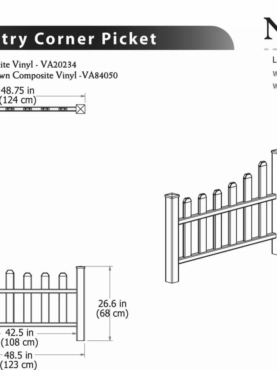 Landscaping Tools & Supplies * | Gsc Country Corner Composite Picket Fence