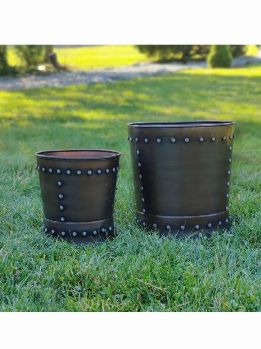 Planters & Raised Beds * | Gsc Riveted Planters, Set Of 2