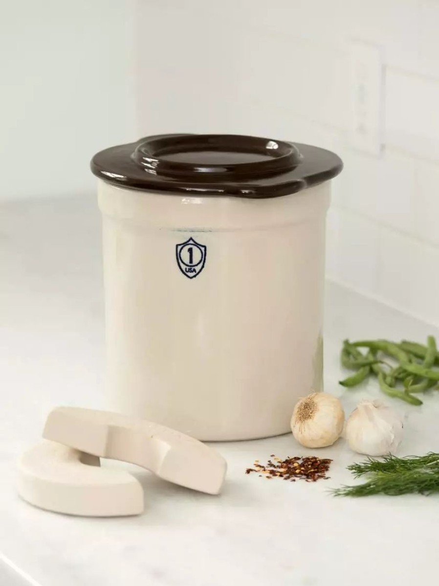 Home & Kitchen * | Gsc Stoneware Pickling Crock Complete Kit