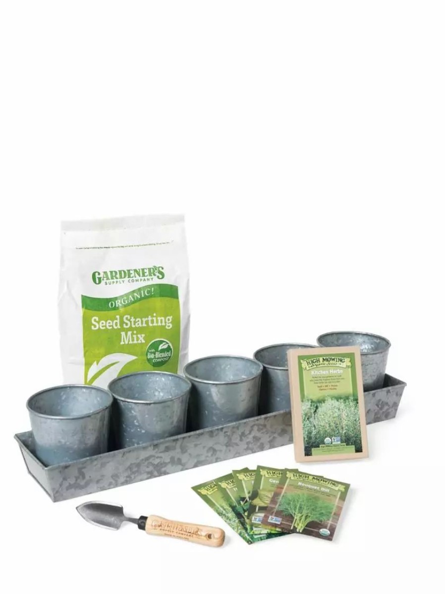 Home & Kitchen * | Gsc Galvanized Organic Kitchen Herbs Growing Kit